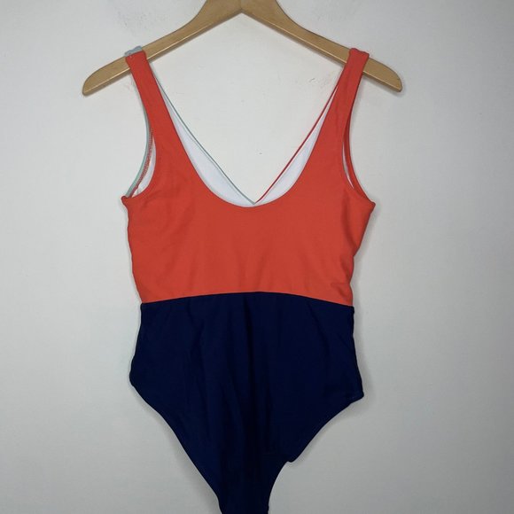CUPSHE Color Block V-Neck One Piece Swimsuit Bathing Suit NWT Size M - Picture 3 of 9